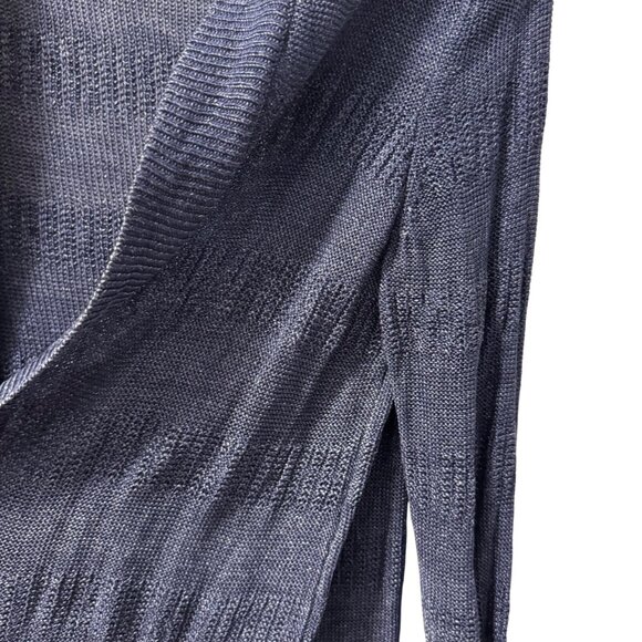 Talbots Petites Navy Open-Front Cardigan Sweater XLP 100% Linen Lightweight Knit - Picture 3 of 12